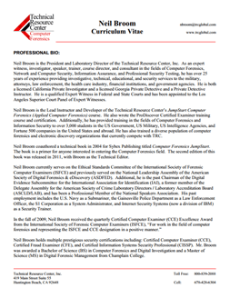 CV for Neil Broom Expert Witness in Computer Forensics Investigations in Hialeah